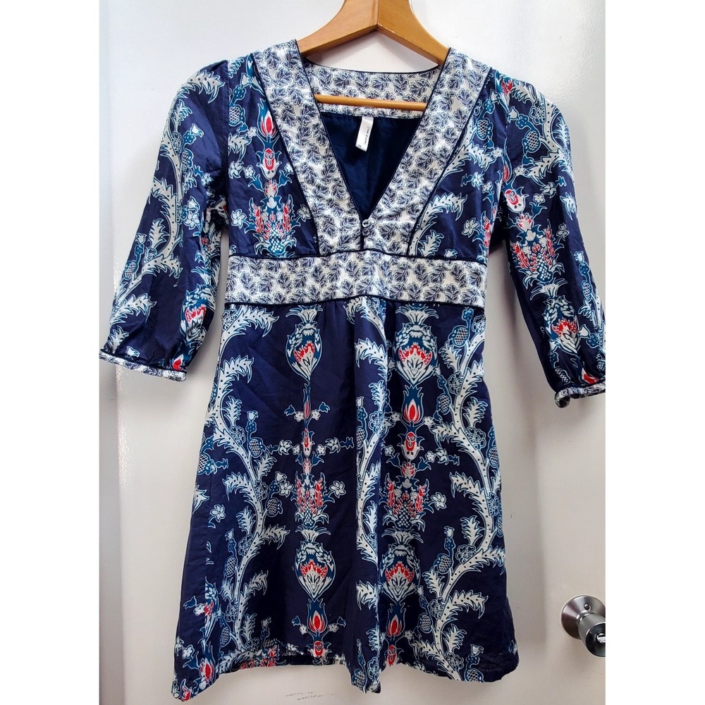 VOE Voice of Europe Duck Dress 38/US10 Paisley Grey-Blue/Teal/Red A Line Boho - Picture 2 of 7